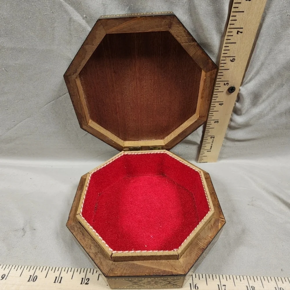 Handmade Inlaid Trinket Stash Jewelry Box Bone Inlaid Sacred Geometric Decor